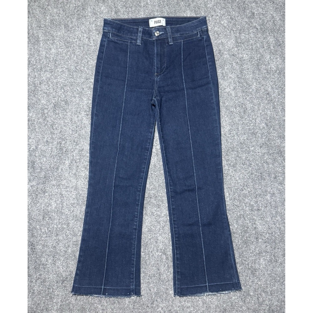 Paige High Rise Laurel Canyon Jeans Women 26 Joan‎ Dark Blue Raw Hem 24" Inseam
